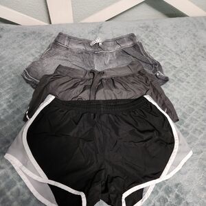 Soffe Women's Black and Gray Athletic Shorts Trio